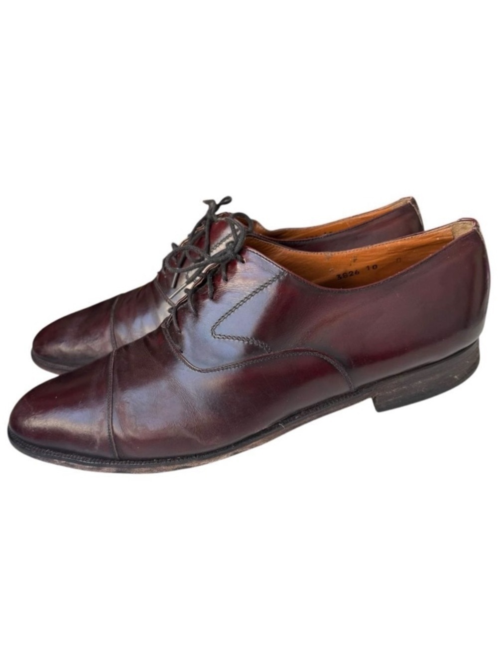 Leather Cap Toe Lace Up Oxford Dress Shoe Men’s Size 10 D Bordeaux Made in Italy